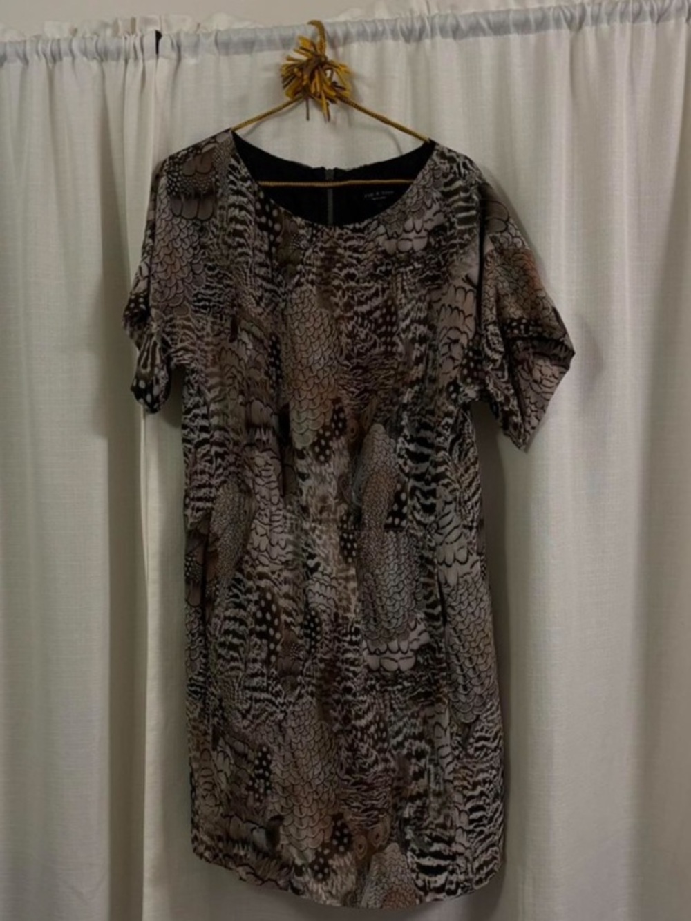 Rag&bone 100% Silk Dalmeny Feather Print Dress Size 8